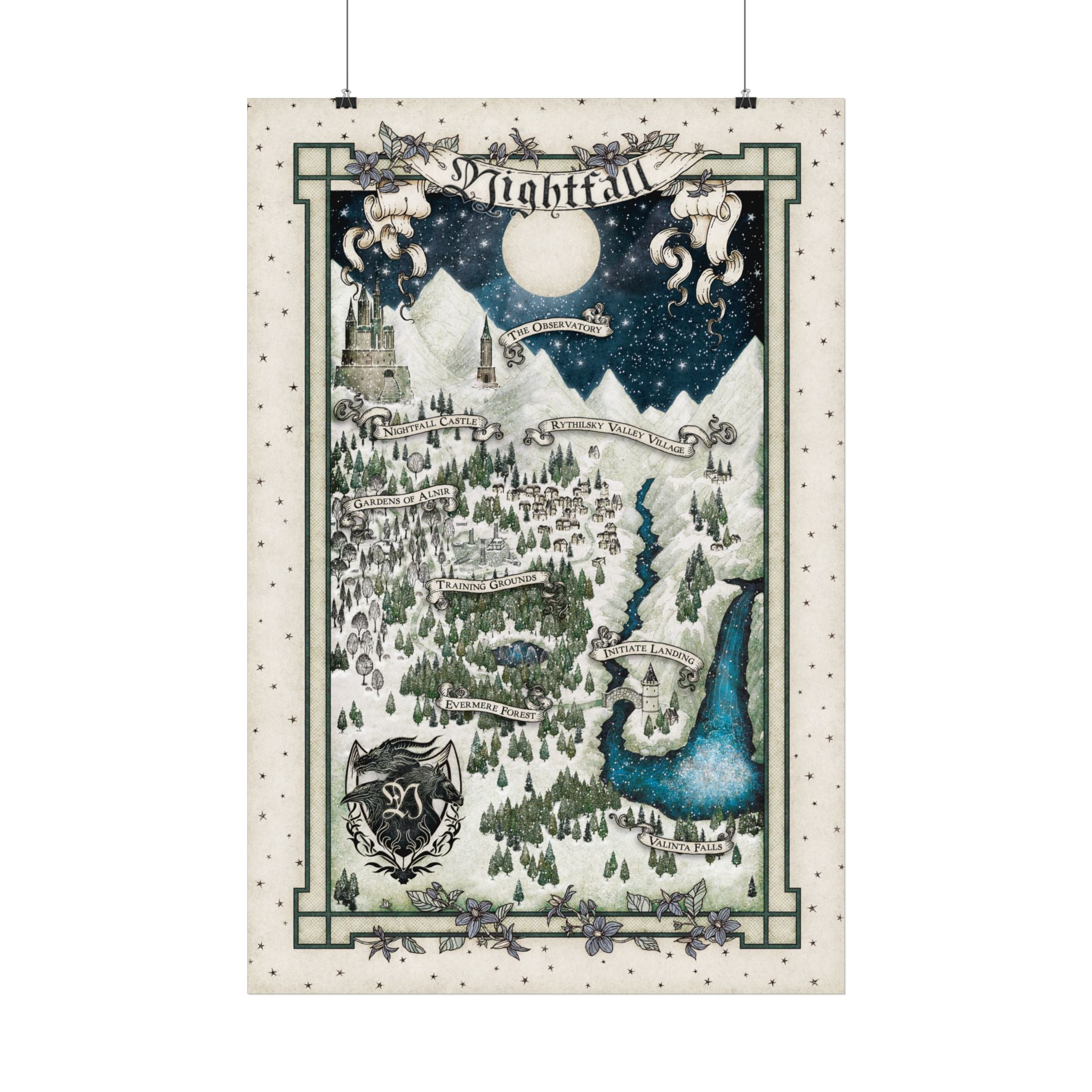 Nightfall Castle Map — Satin Poster